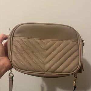 Nude faux leather crossbody